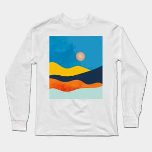 A sun landscape with colorful geometrical shapes Long Sleeve T-Shirt